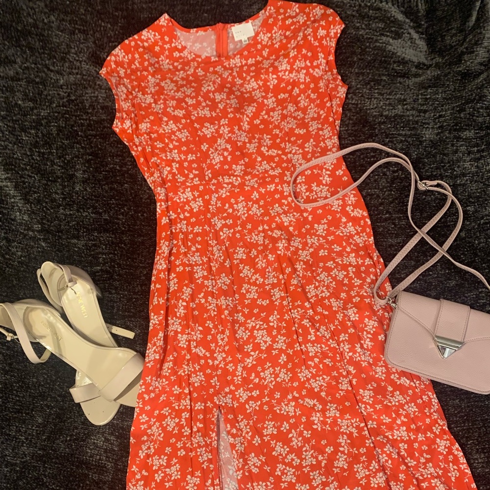 Poppy Petals Floral midi dress